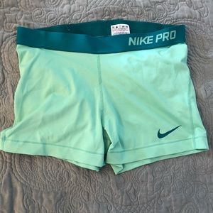 Nike booty shorts. Sea foam green.
